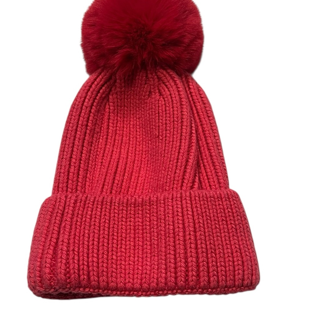 Pink Knit Pom-Pom Beanie